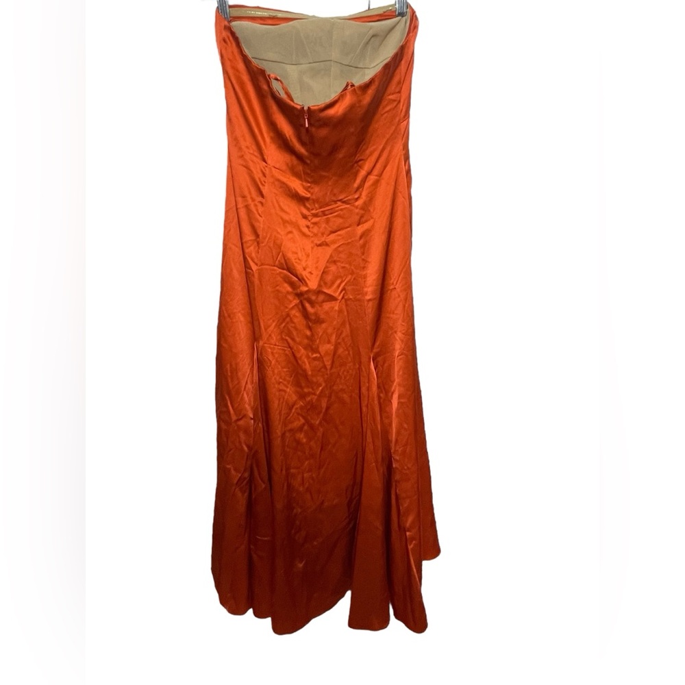 Cinq à Sept Silk Dress Women’s XS Vibrant Orange Strapless Maxi Formal - Picture 2 of 6